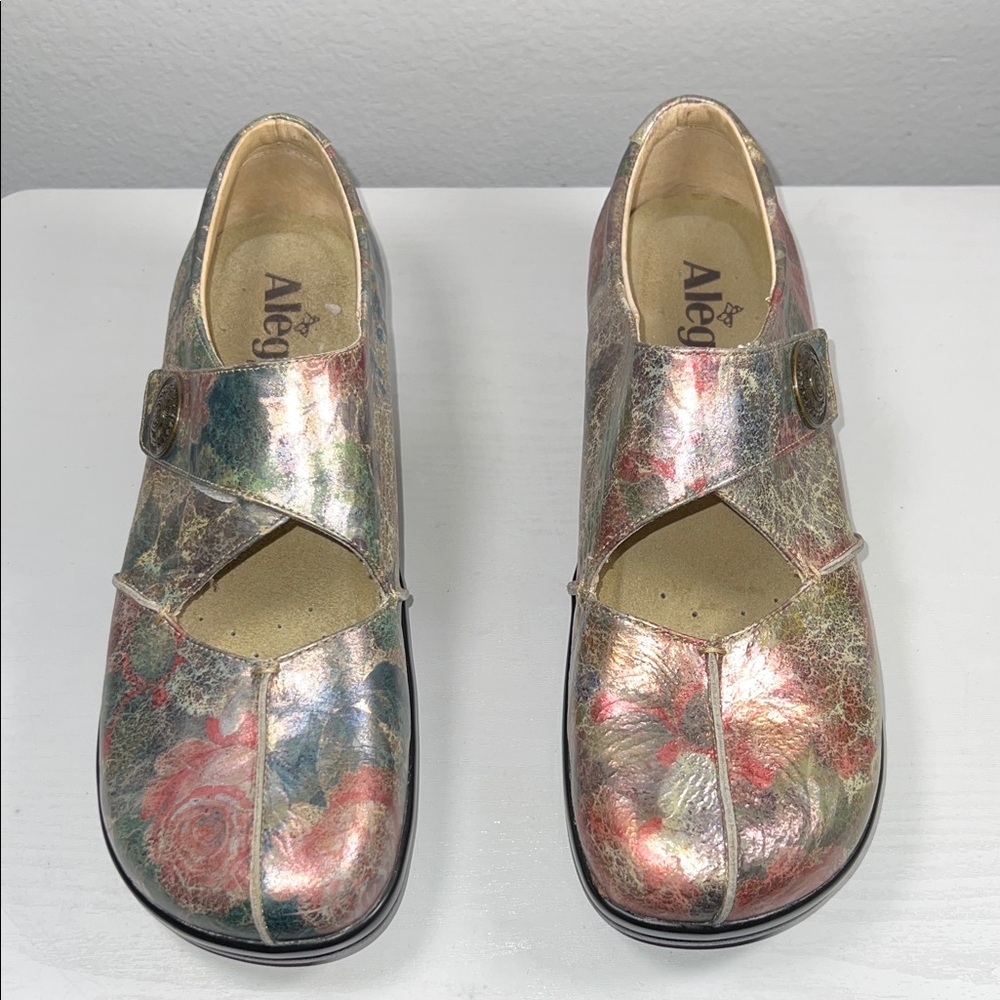 Alegria Metallic Floral Mary Jane Shoes